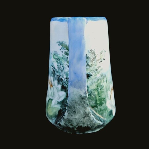 Antique Hand Painted Rosenthal Water Lily Porcelain Creamer Pitcher Art Nouveau - Picture 9 of 10